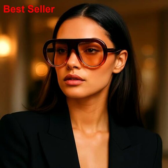Retro Chunky Pilot Sunglasses UV400 Protection Oversized Gradient Shades main image 5